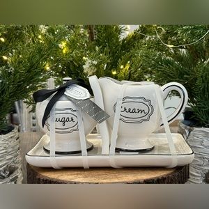 ✨ Brand NEW w/Tags Rae Dunn Cream and Sugar Set w/Tray ✨
